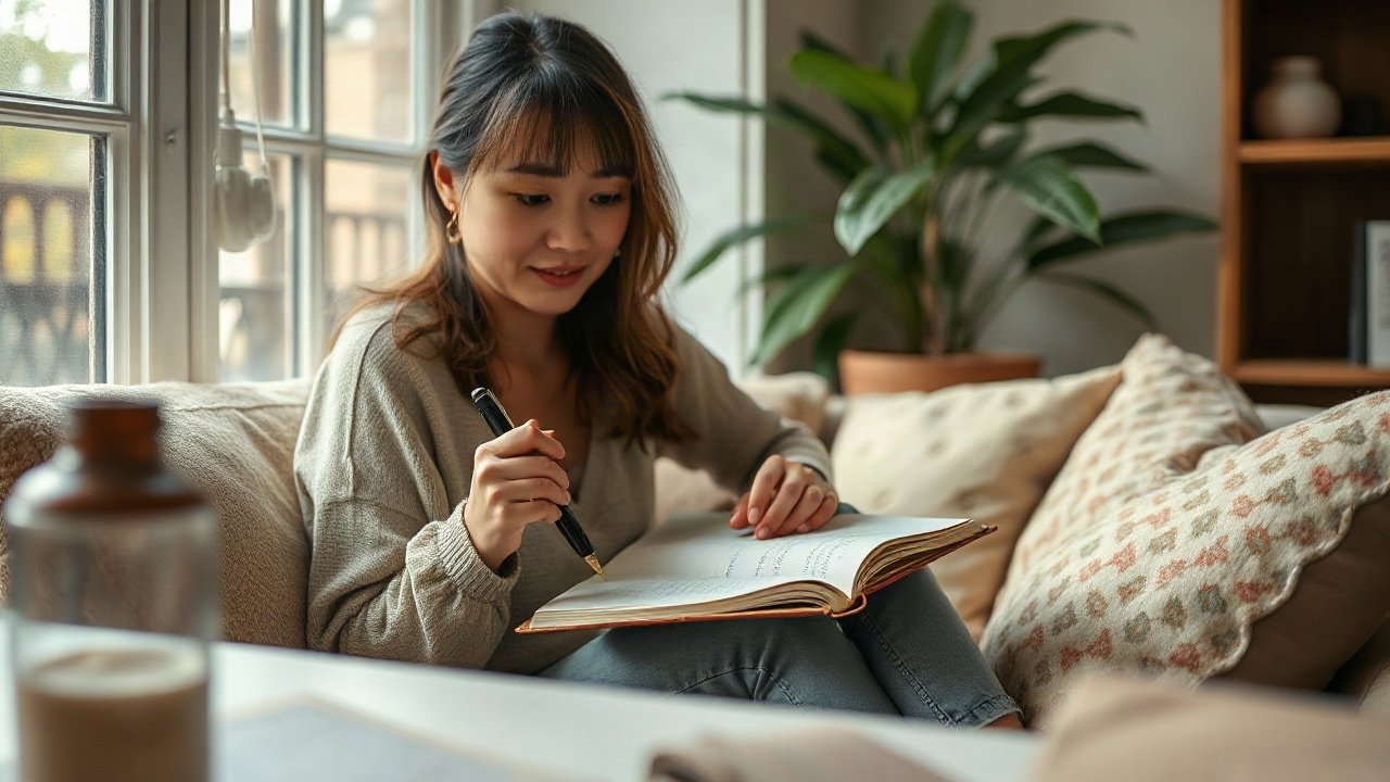 Editorial scene illustrating Manifestation Journaling for Future Self: A Practical Guide