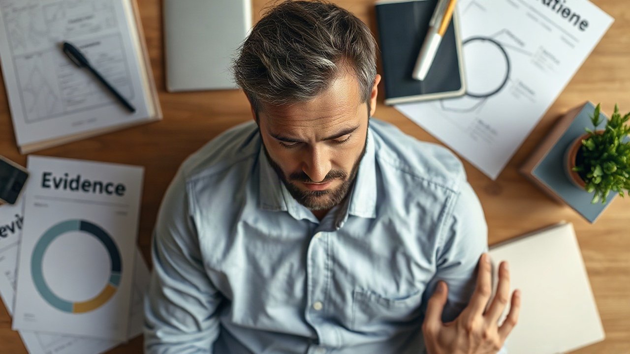 Editorial scene illustrating Confirmation bias and Manifestation: The Useful Connection Without the Hype