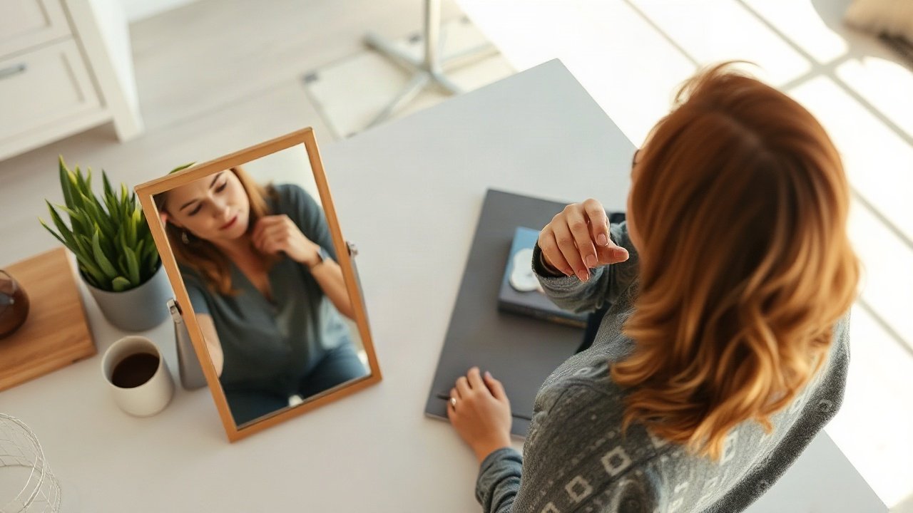 Editorial scene illustrating Affirmations for Feeling Undeserving Of Success: Start With Believable Language