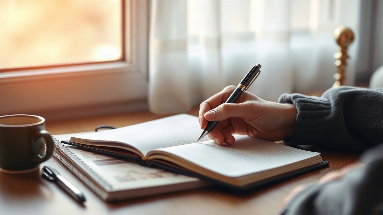 Editorial scene illustrating Journal Prompts for Feeling Undeserving Of Success