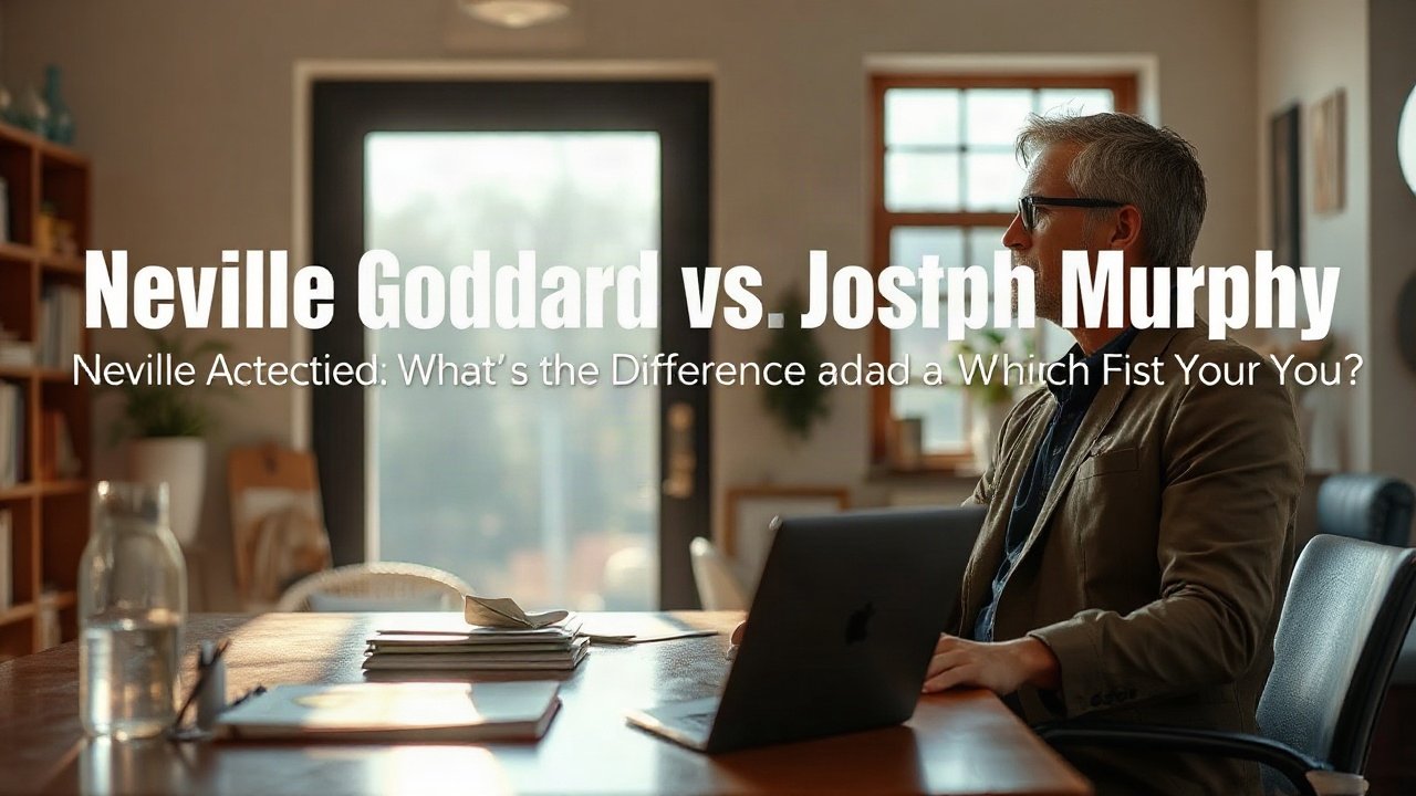 Editorial scene illustrating Neville Goddard vs Joseph Murphy: What's the Difference and Which Fits You Better?