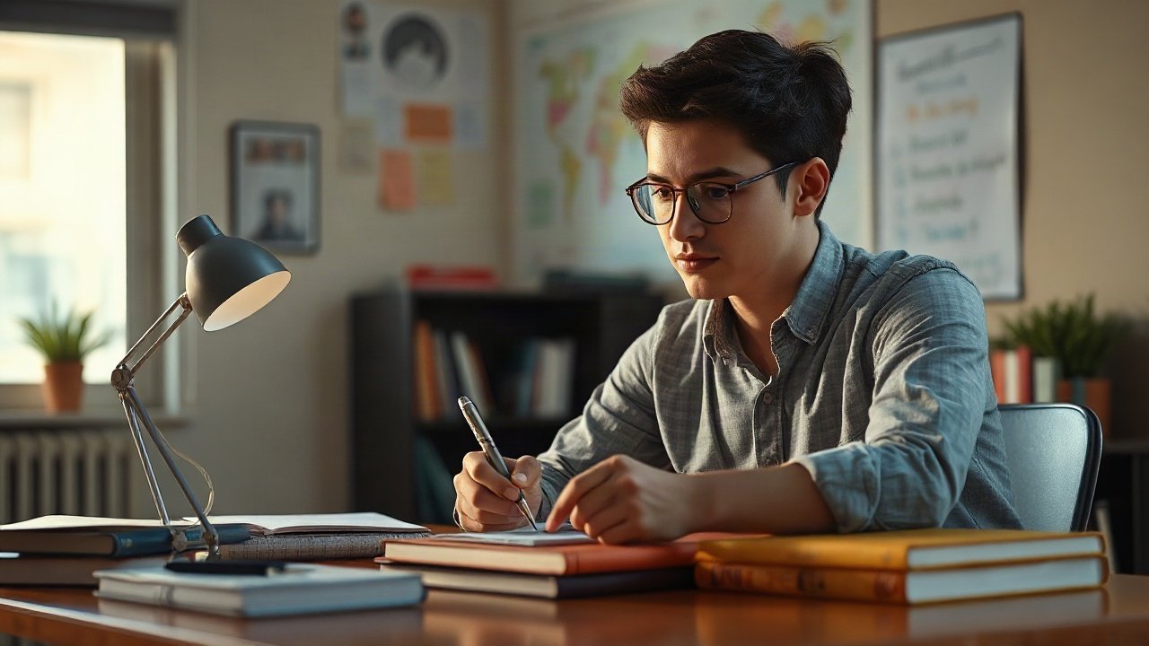Editorial scene illustrating Future-Self Exercise for Good Grades