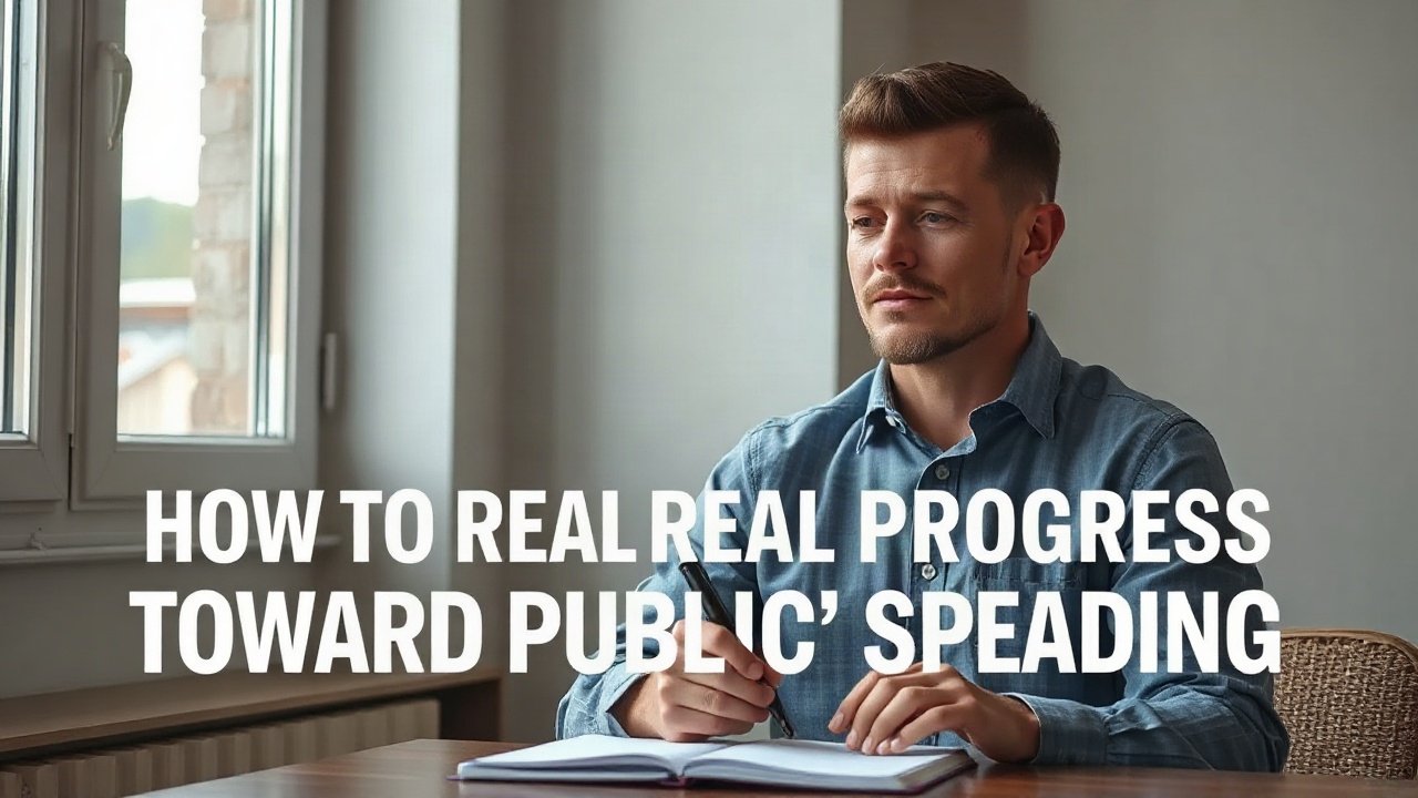 Editorial scene illustrating How to Track Real Progress Toward Public Speaking