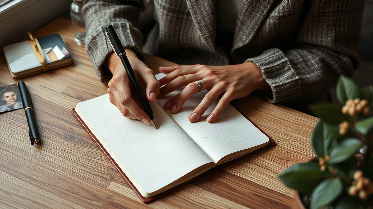 Editorial scene illustrating Journal Prompts for Manifesting Ideal Life