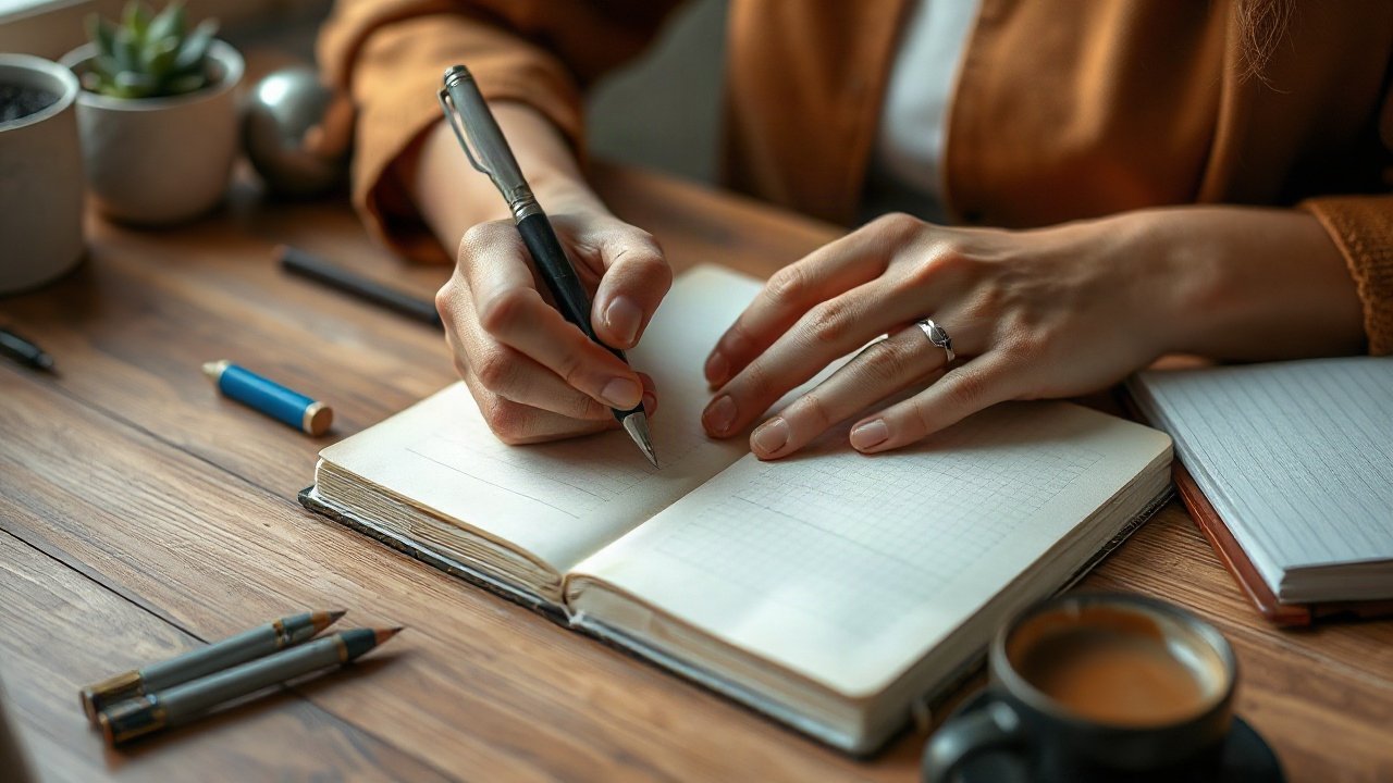 Editorial scene illustrating Journal Prompts for Manifesting Promotion
