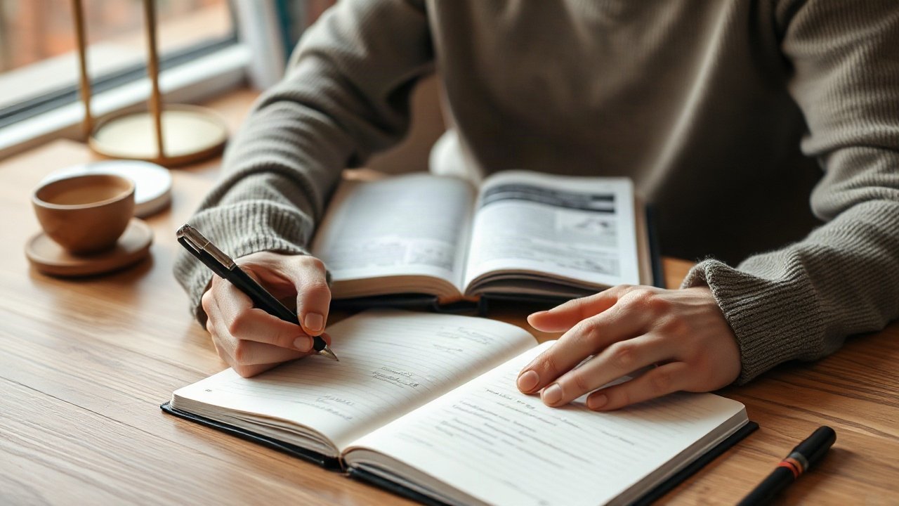 Editorial scene illustrating Journal Prompts for Manifesting Public Speaking