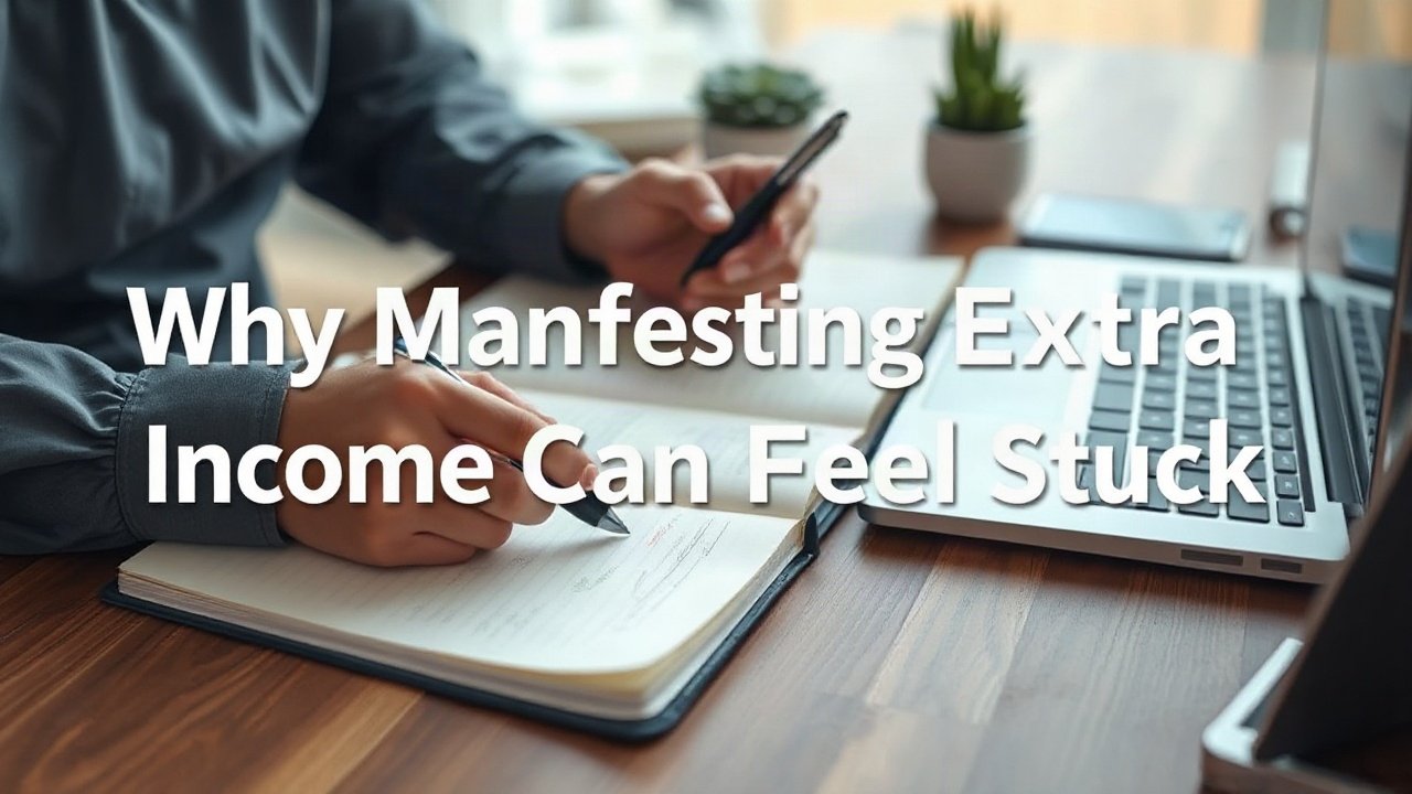 Editorial scene illustrating Why Manifesting Extra Income Can Feel Stuck