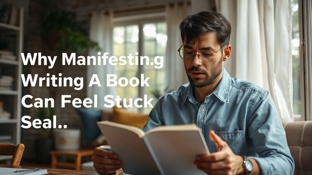 Editorial scene illustrating Why Manifesting Writing A Book Can Feel Stuck