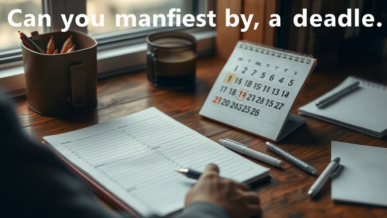 Editorial scene illustrating Can you manifest by a deadline?