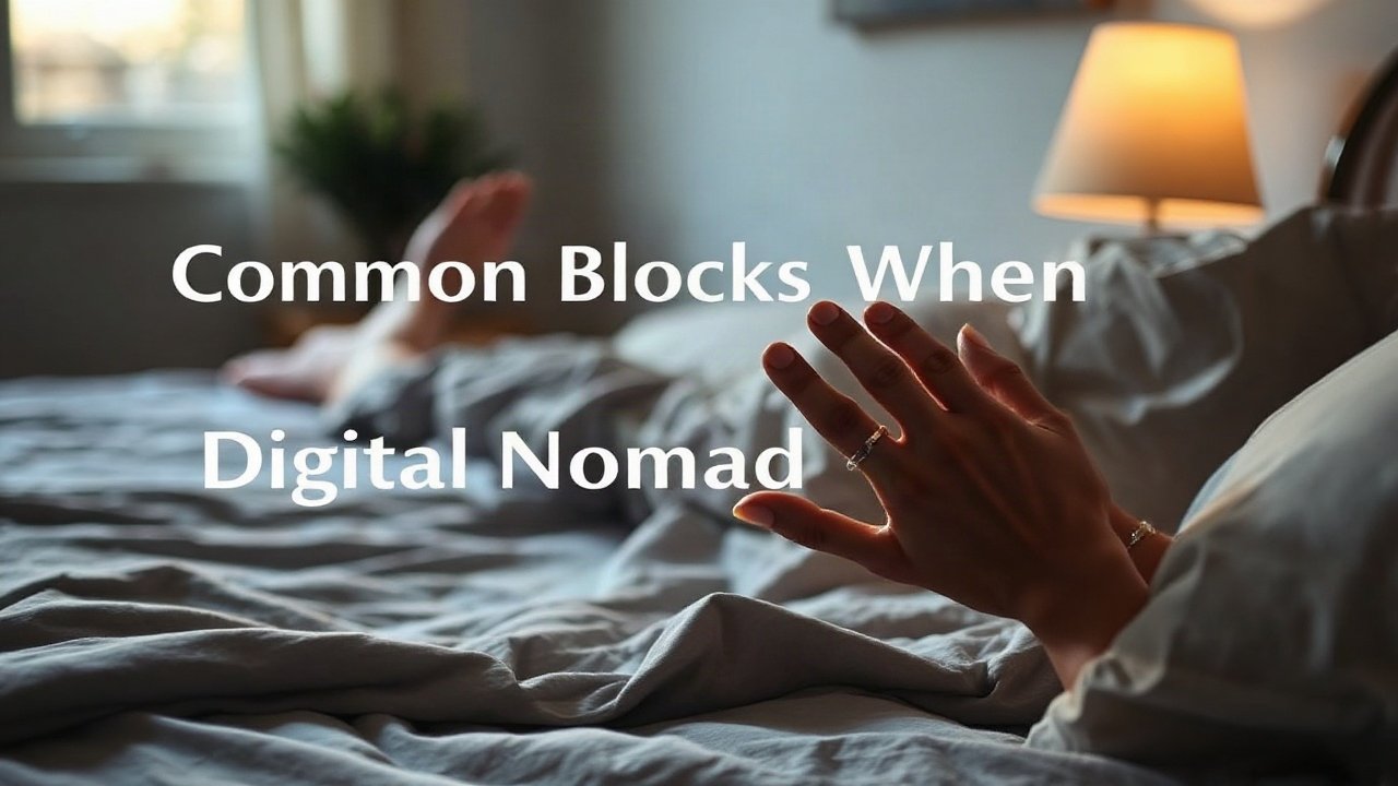 Editorial scene illustrating Common Blocks When Manifesting Digital Nomad Lifestyle