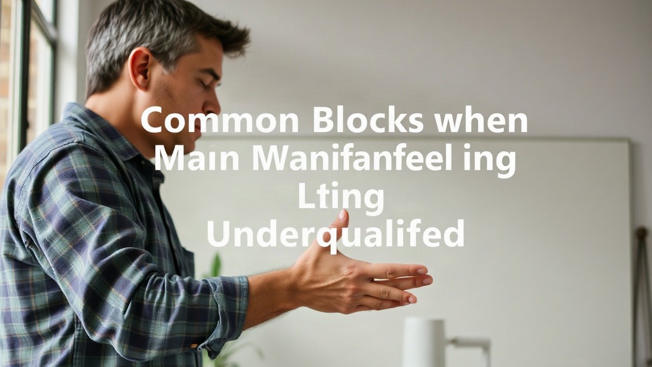 Editorial scene illustrating Common Blocks When Manifesting Feeling Underqualified