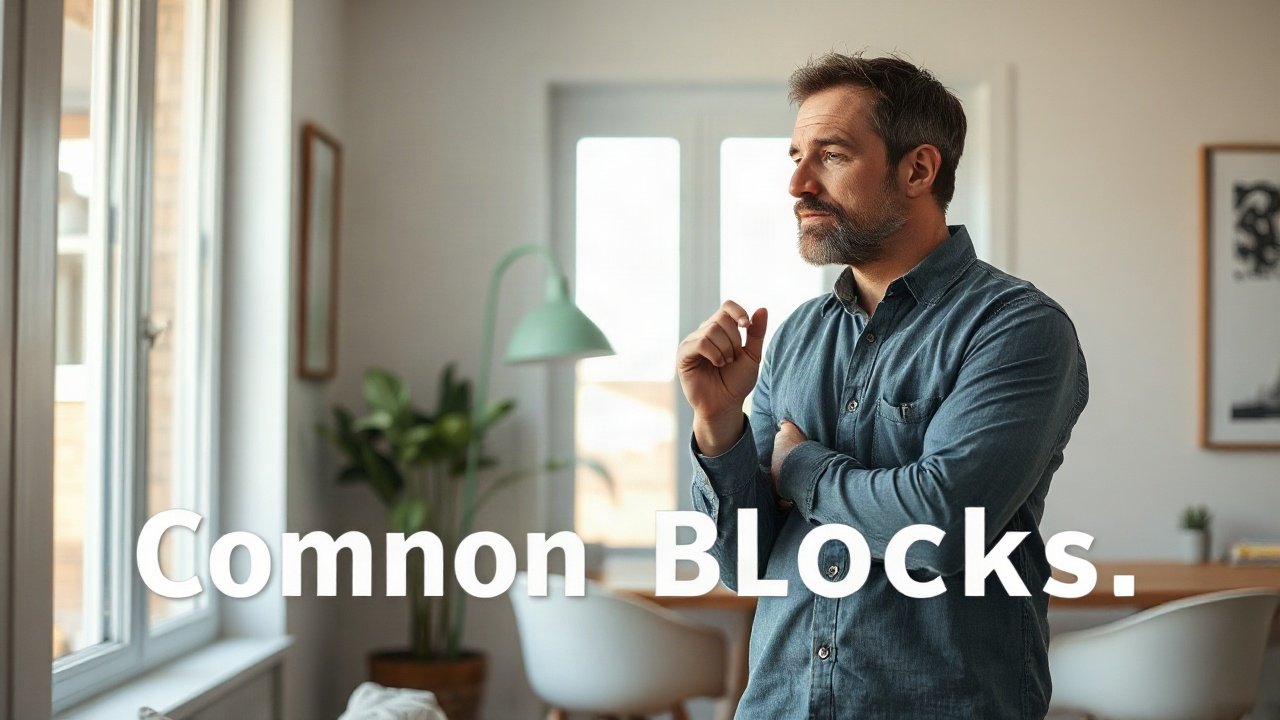 Editorial scene illustrating Common Blocks When Manifesting House Hunting