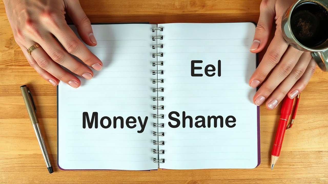 Editorial scene illustrating Future-Self Exercise for Money Shame