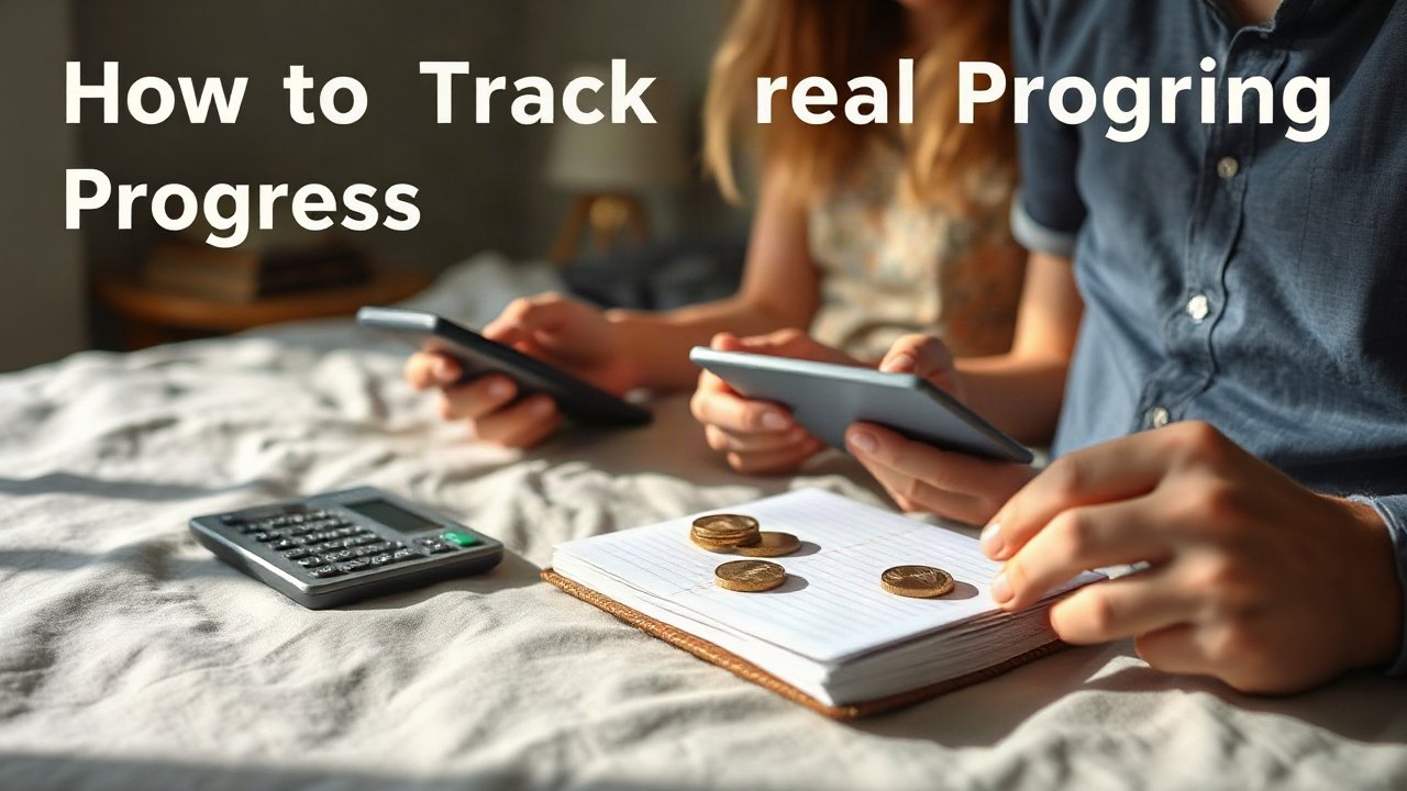 Editorial scene illustrating How to Track Real Progress Toward Saving Money