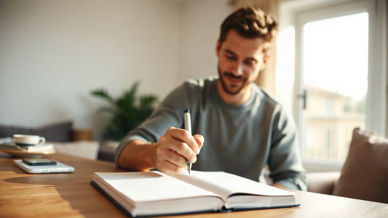 Editorial scene illustrating Journal Prompts for Manifesting House Deposit