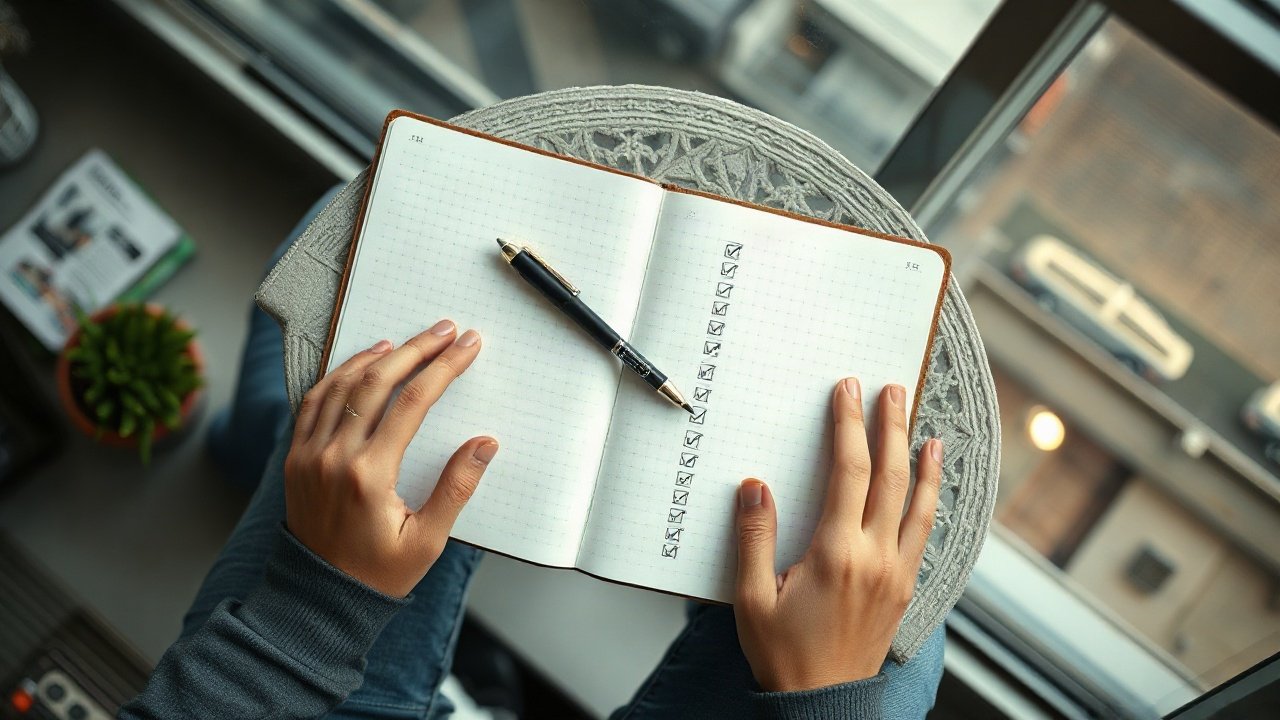 Editorial scene illustrating Journal Prompts for Manifesting Long-Term Travel