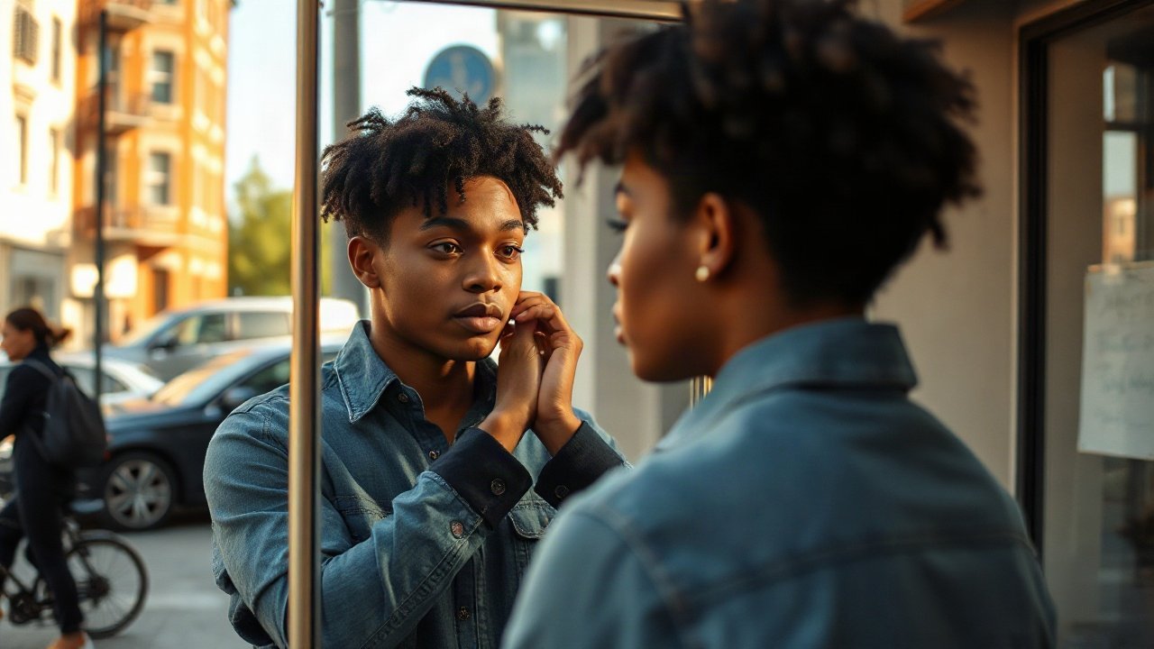 Editorial scene illustrating Self-Concept for Becoming An Artist: The Identity Beliefs That Matter