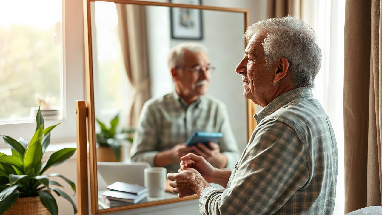 Editorial scene illustrating Self-Concept for Downsizing: The Identity Beliefs That Matter